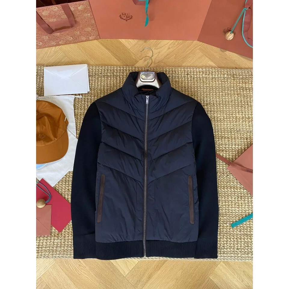 

Мужской трикотаж в стиле пэчворк вниз Jaet Zeg Je Nieez Form Fit и приятный для кожи сенсорный повседневный модный однотонный дизайн