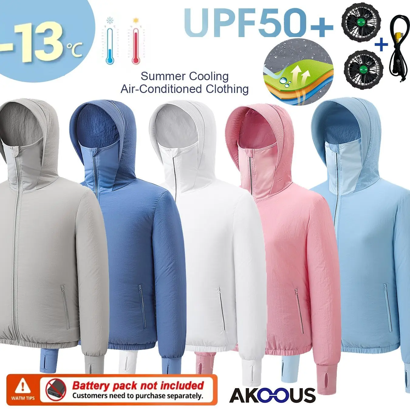 Summer 12V 5V USB Air Conditioning Clothes Short Sleeve Cooling Fan Sun Protection Coat Breathable Cooling Vest Outdoor Fishing