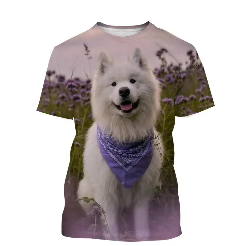 New Men's Women's Children's Casual T-shirt 3d Printing Cute Animal Dog Samoyed Pattern Breathable Light Summer Sports Top