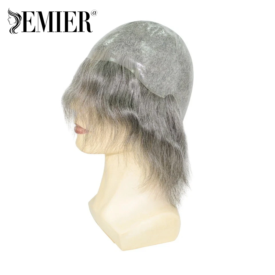 باروكة من شعر طبيعي هندي قصير جلد رقيق شعر مستعار برأس كامل للرجال على شكل حرف V شعر مستعار كامل من البولي يوريثان 100% وحدة نظام استبدال الشعر البشري #5