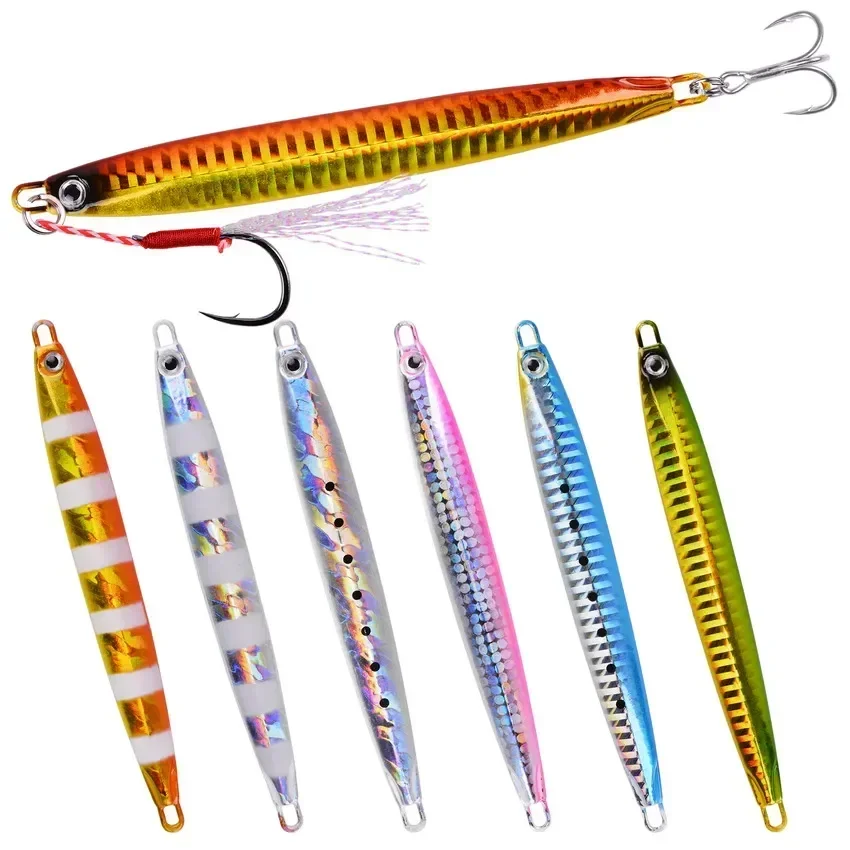 1PC 10g-20g-30g-40g-60g Long Metal Jig Lure Slow Jig Shore Casting Jigging Lure Trout Fish Spoon Sea Bass Hard Bait Fishing Lure