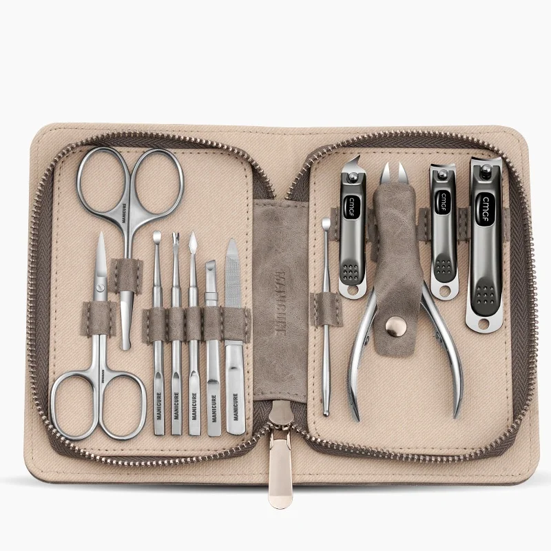 Kit de manucure professionnel en acier inoxydable, 6/9/12 pièces, coupe-ongles, antirouille, pédicure