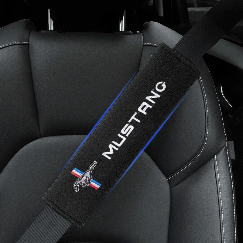 1/2pcs Car Seat Belt Cover Styling Cotton Safety Shoulder Protector For Ford Mustang Universal Big Size Mustang Shelby GT 2023