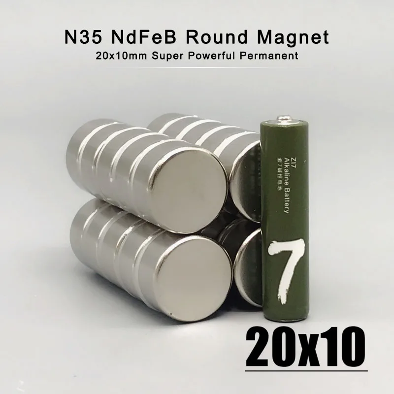 1/2/5/10/20Pcs 20x10mm Neodymium Magnet 20mm x 10mm N35 NdFeB Round Super Powerful Strong Permanent Magnetic imanes Disc