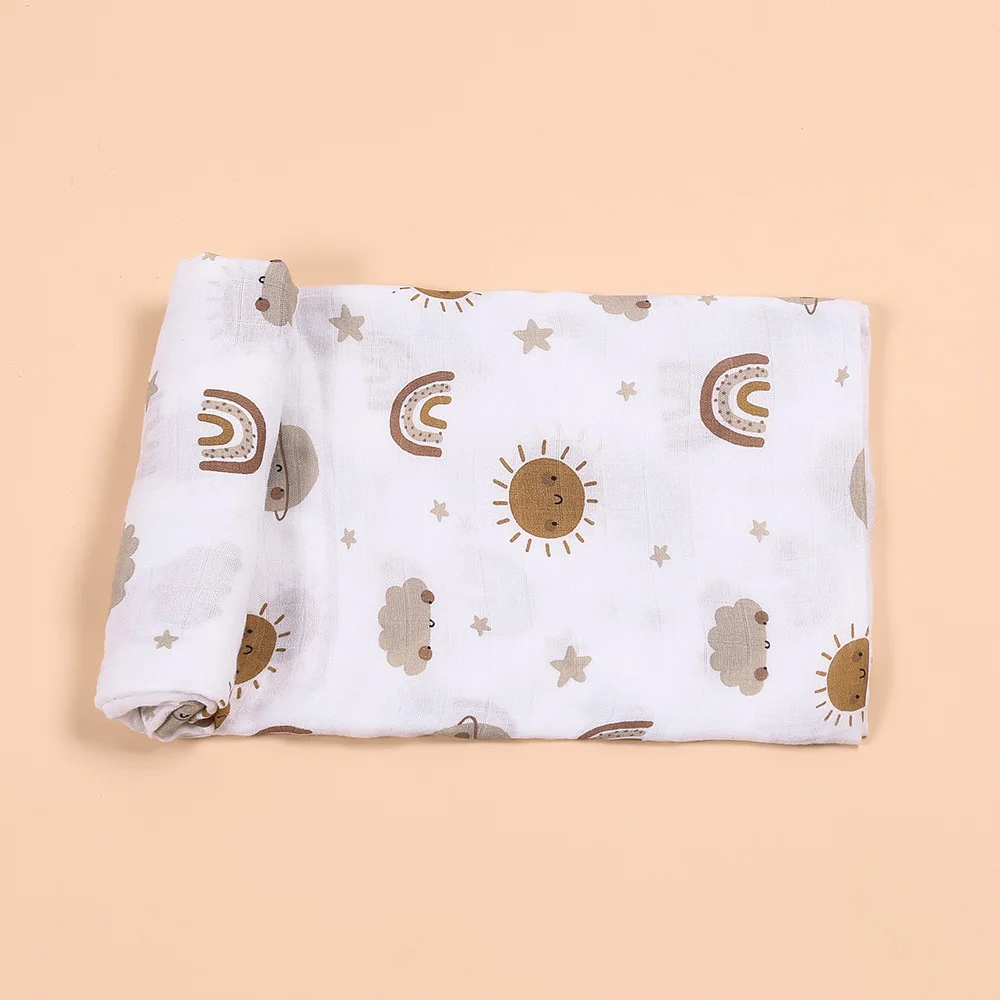 Happyflute Baby Blankets Muslin Swaddle For Newborn Bamboo Cotton Summer Blanket Bed Comforter Infant 120*110CM