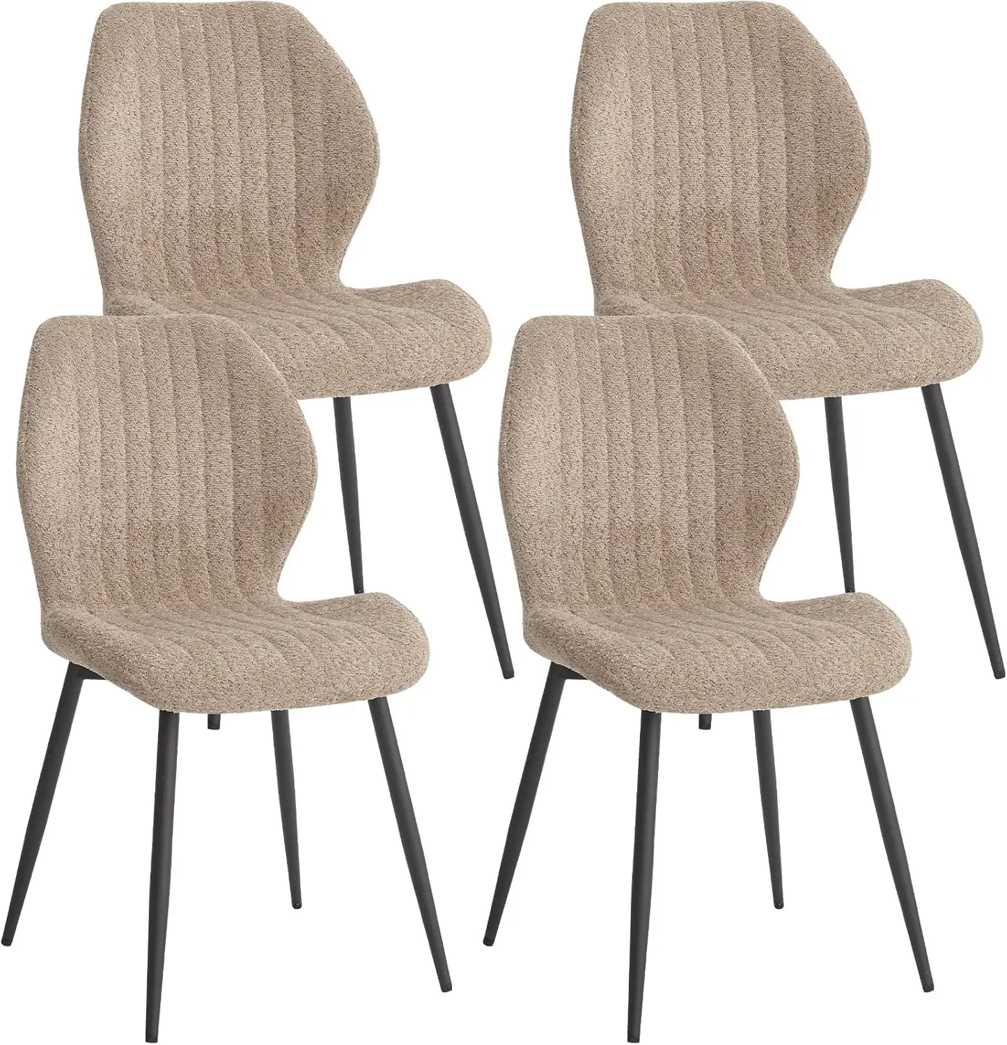 Boucle Dining Chairs Set Of 4 Mid Century Modern Kitchen Chairs Comfortable Upholstered Armless Accent Dinning Room Chairs With