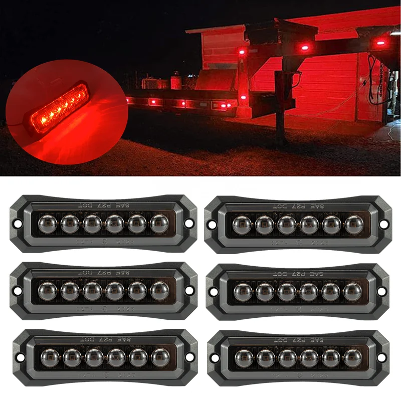 6PCS 12V 24V LED Rear Side Lamp Front Side Marker Lights 6LED Truck Trailer Lamp Lighting Caravan Clearance Lights Accessorie