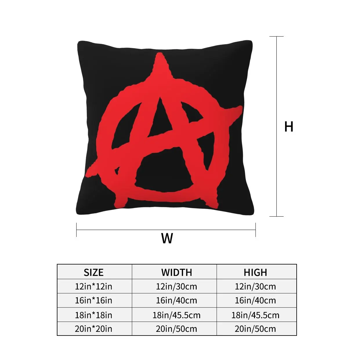 Red Anarchy Logo Large Square Pillowcase Cushion Cover Pillow Case Throw Pillow Cover for Home Sofa Living Room