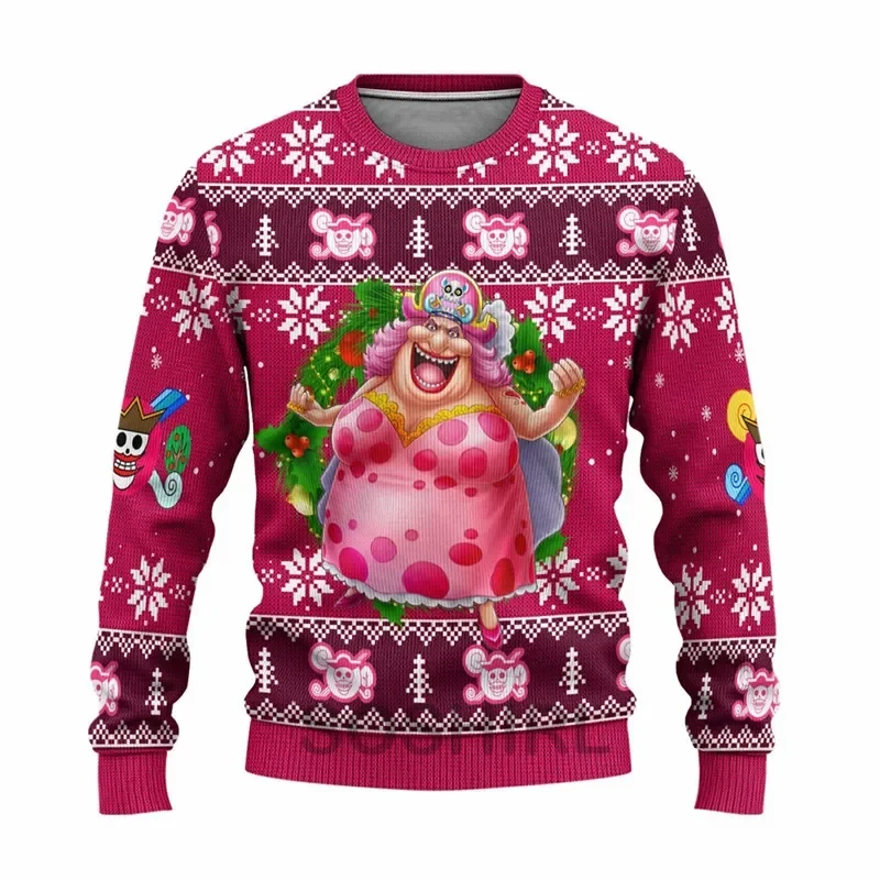 Hip Hop Streetwear Men's Charlotte Linlin Anime 3D Fashion Christmas Sweater Pullover Funny Ugly Christmas Wool Sweatshirt
