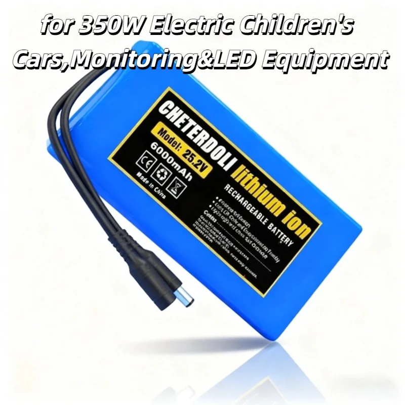 

350W 24V 12Ah Rechargeable Lithium Battery Pack – Built-in BMS & Charger for Children's Car, Monitoring & LED Equipment