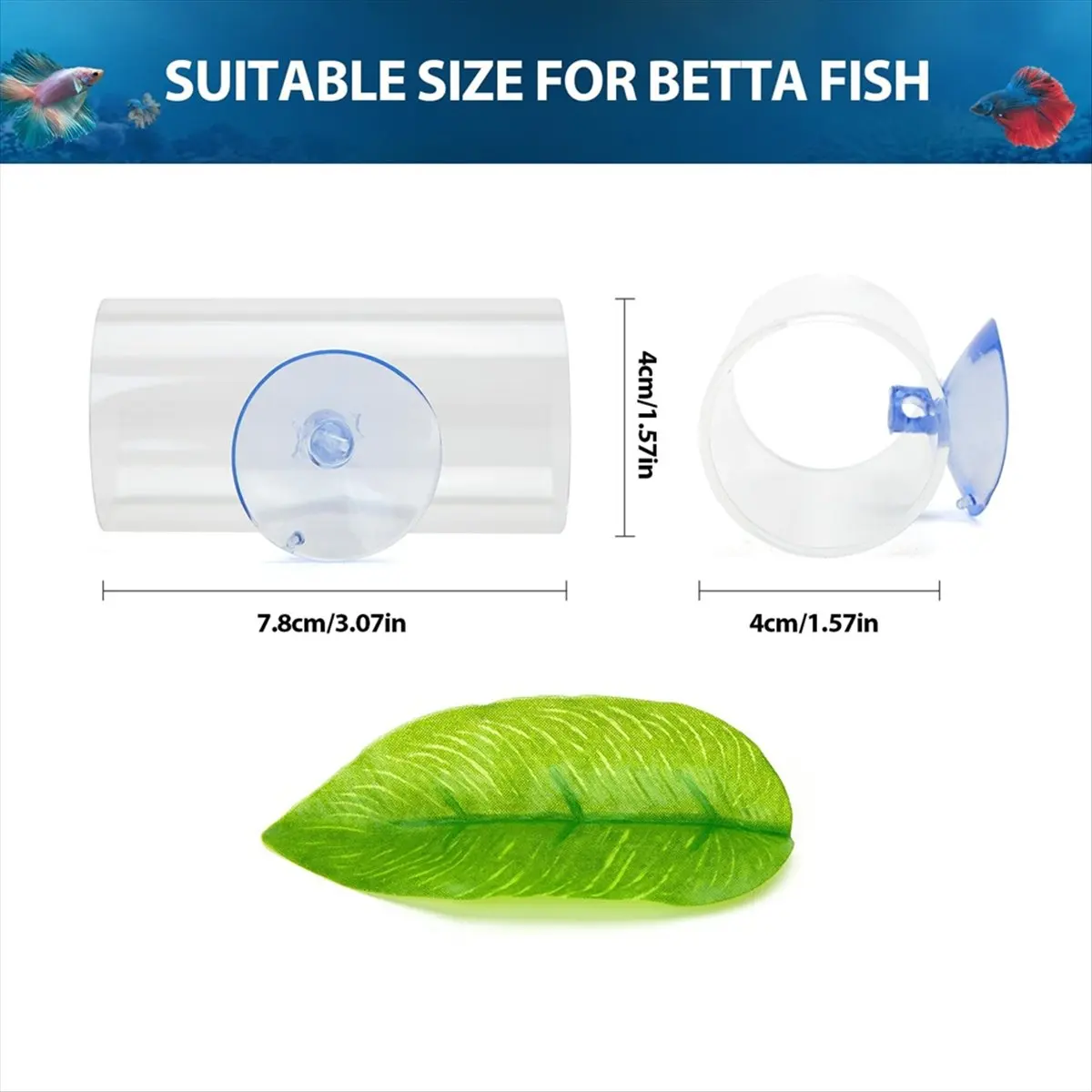 2026 NEW 2 Pack Fish Acrylic Tube Tunnel,BettaFish Leaf Pad Simulating the Natural Habitat for Spawning Grounds