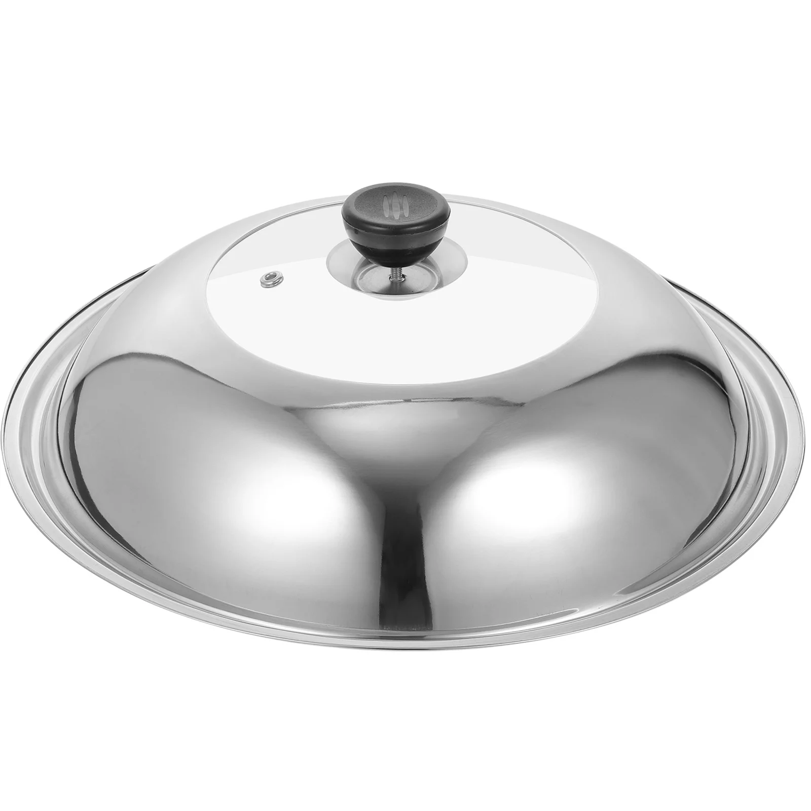 

34Cm Stainless Steel Pan Cover with Clear Tempered Glass Lid for Wok Frying Pot Multifunctional Cooking Dome Lid Non-Stick 360
