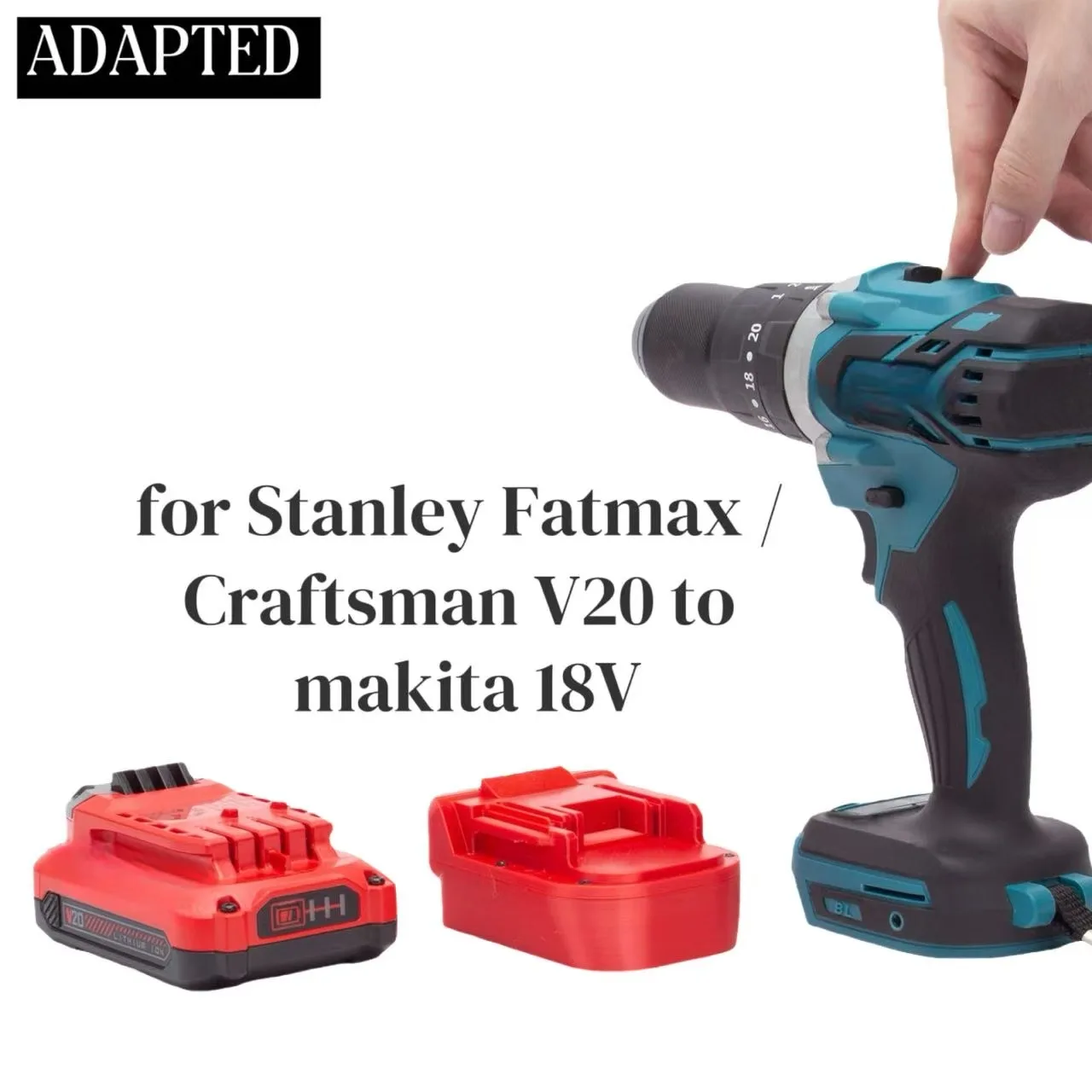 

Адаптер для аккумуляторов Stanley Fatmax / Craftsman V20 для инструментов Makita 18V (инструменты и аккумуляторы не входят в комплект)