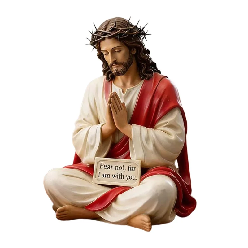 5pc Jesus Sculpture Inspirational Religious Sculpture Jesus Resin Desk Companion Figurine for Bedside Desktop Apartment Bathroom
