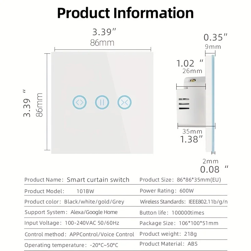 Cerhot Tuya Alexa European/British Standard Wi-Fi Shutter Curtain Voice Remote Control Touch Panel  Smart Switch Wireless Plug