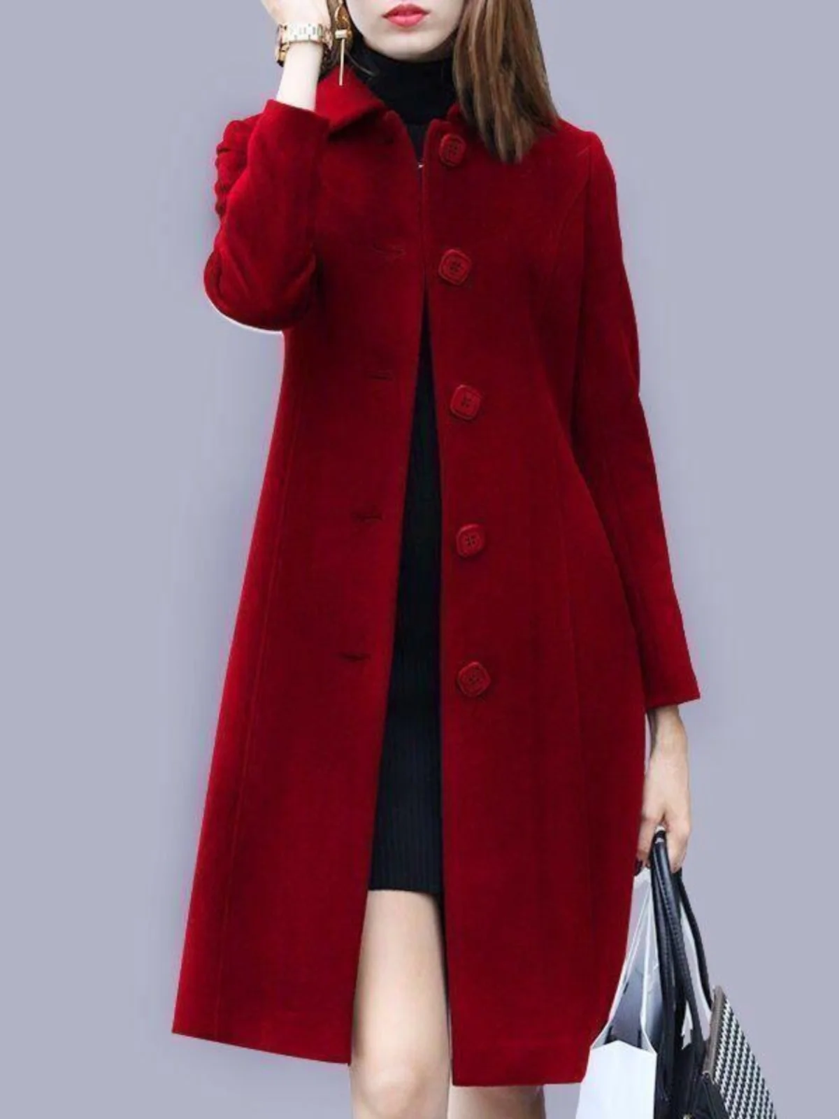 

Женское шерстяное пальто средней длины в стиле Хепберн, свободного кроя, больших размеров, стройнящее, осенне-зимнее, новинка, из мягкой комфортной ткани