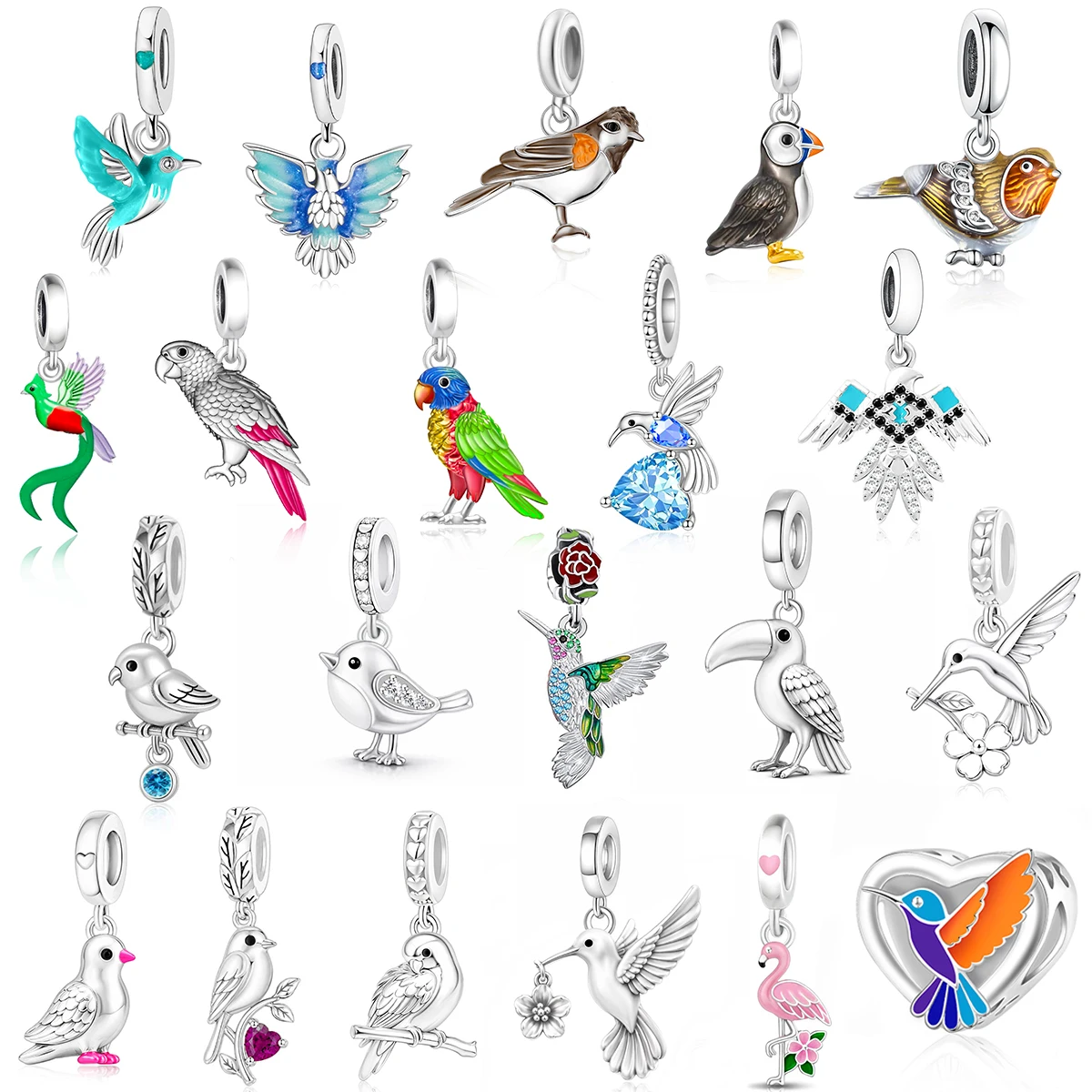 Fit Pandora 2027 Original Color Bird Pendant DIY Bracelet Necklace Hot Selling Gift Environmentally Friendly Copper Material