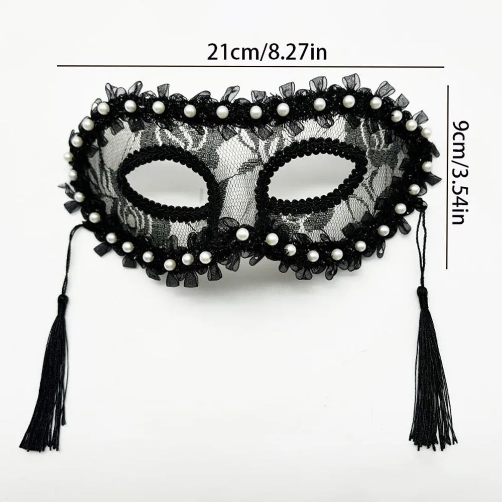 مثير الدانتيل نصف الوجه قناع الملكة النساء اللؤلؤ شرابة حفلة تنكرية كرنفال قناع هالوين الرقص حفلة تأثيري ديكور الدعائم