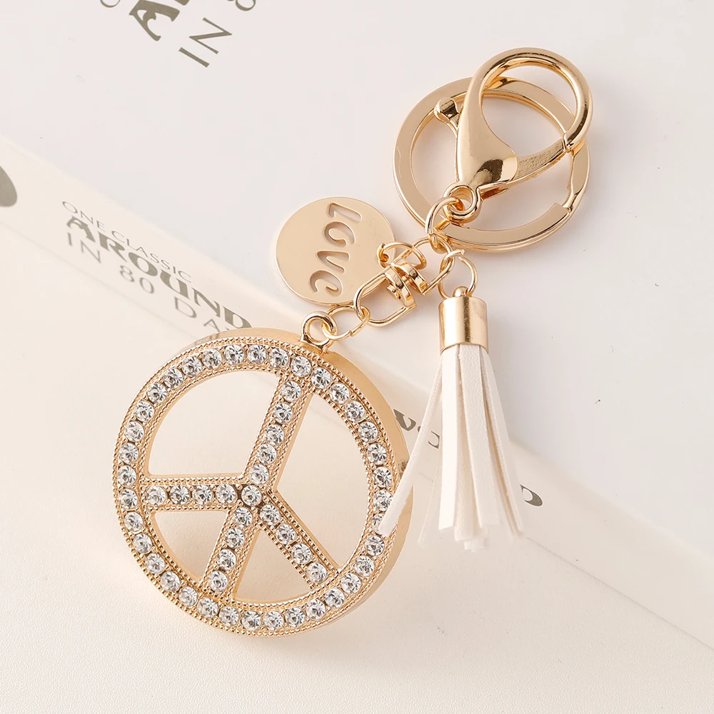 EASYA Peace Sign Keychain LOVE Peace World Tassels Pendant Souvenirs Gifts for Friends
