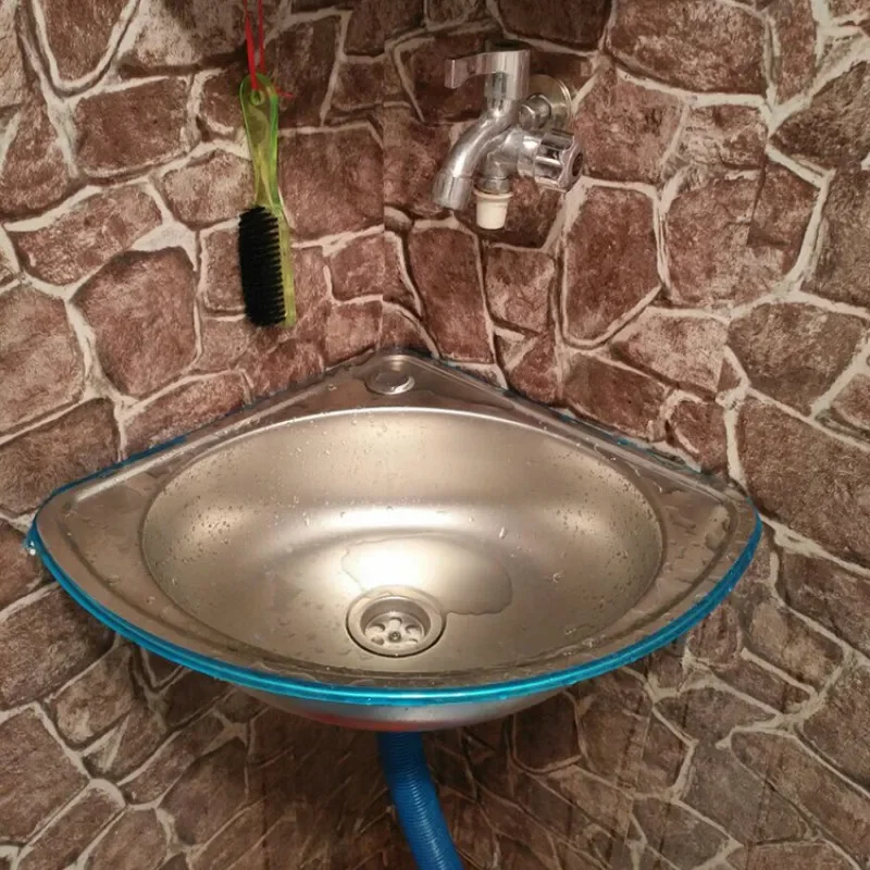 Lavabo a triangolo in acciaio inossidabile lavabo spesso piccolo ad angolo a parete vasca singola bagno