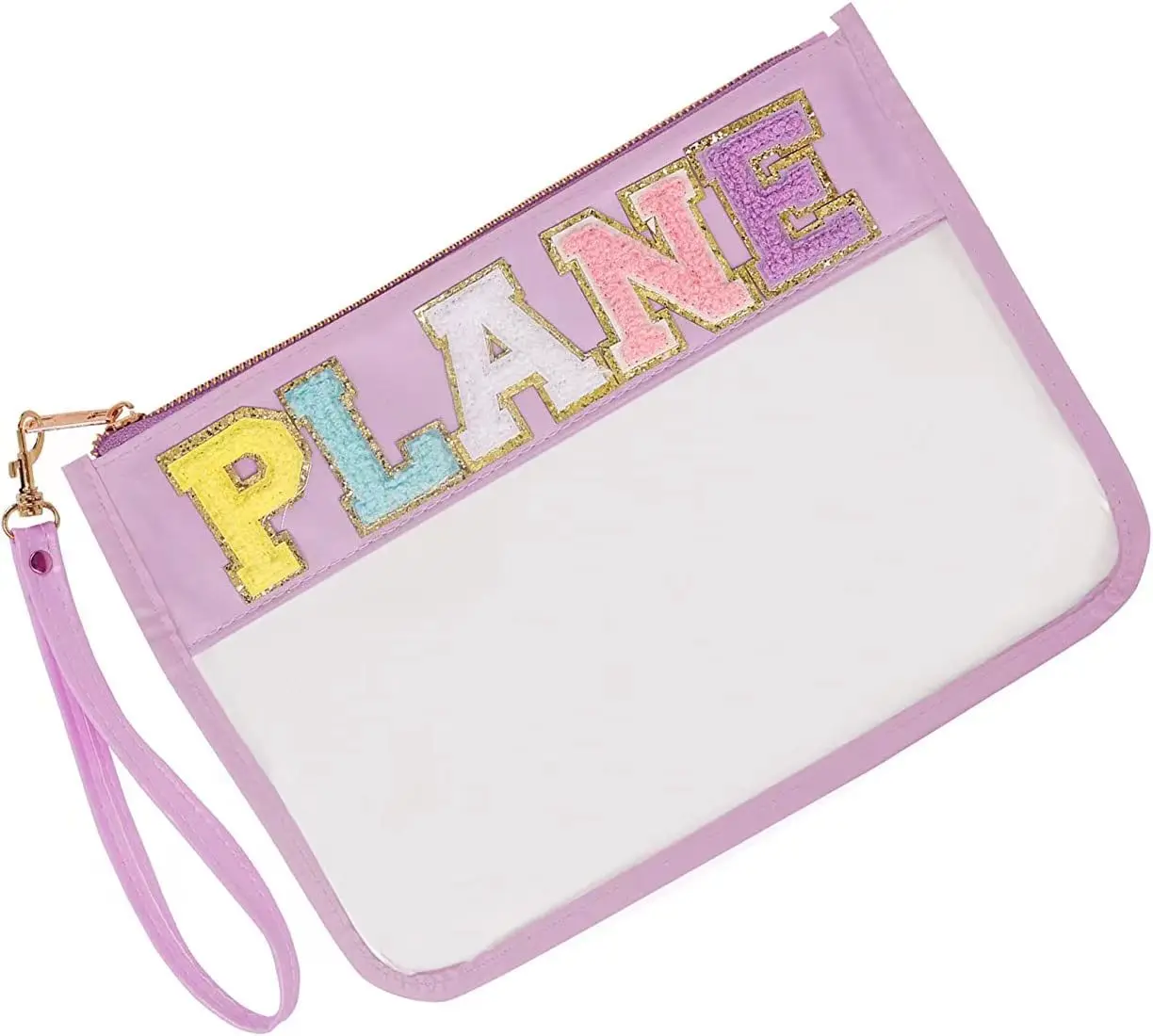 PVC Cosmetic Bag Letter Patches Transparent Clutch Women Clear Travel Make up Cosmetic Bag Pouches Stuff Makeup Toiletry handbag