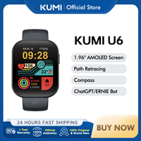 KUMI U6 1.96″ AMOLED Screen GPS Smart Watch Bluetooth Call Compass Path Retracing Heart Rate Measurement Oximetry Men Women