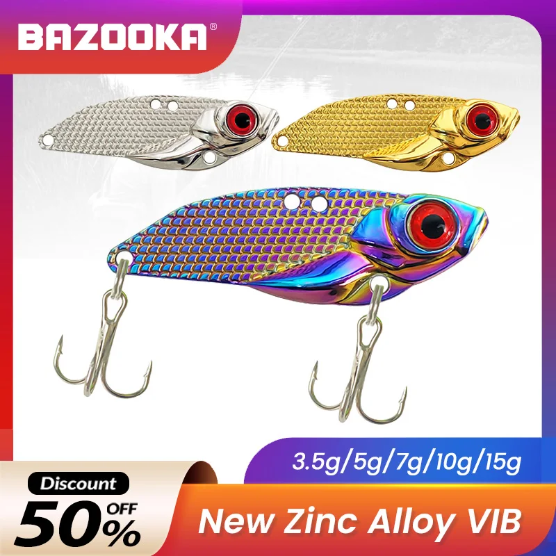 

Bazooka VIB Slow Jig Metal Bait Fishing Lure Sinking Jigging Spoon Lead Artificial Hard Boat Ice Feather Trout Bass Pike Winter