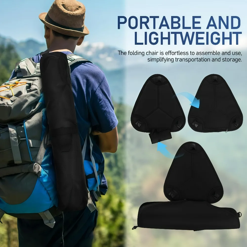 Portable Folding Chair 3 Gear Height Adjustable, Lightweight Collapsible Stool for Outdoor Camping, Fishing, Gardening, Hiking view 6