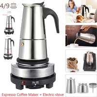 200/450ml Portable Stainless steel moka pot Espresso coffee pot with small  Electric stove Filter Percolator Coffee Kettle Pot