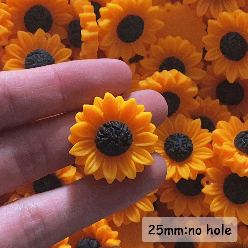 Wholesale 100pcs Yellow Daisy Flower Charms Bulk Resin Cabochon Flatback Embellish Sunflower Pendant DIY Sweet Jewelry Make