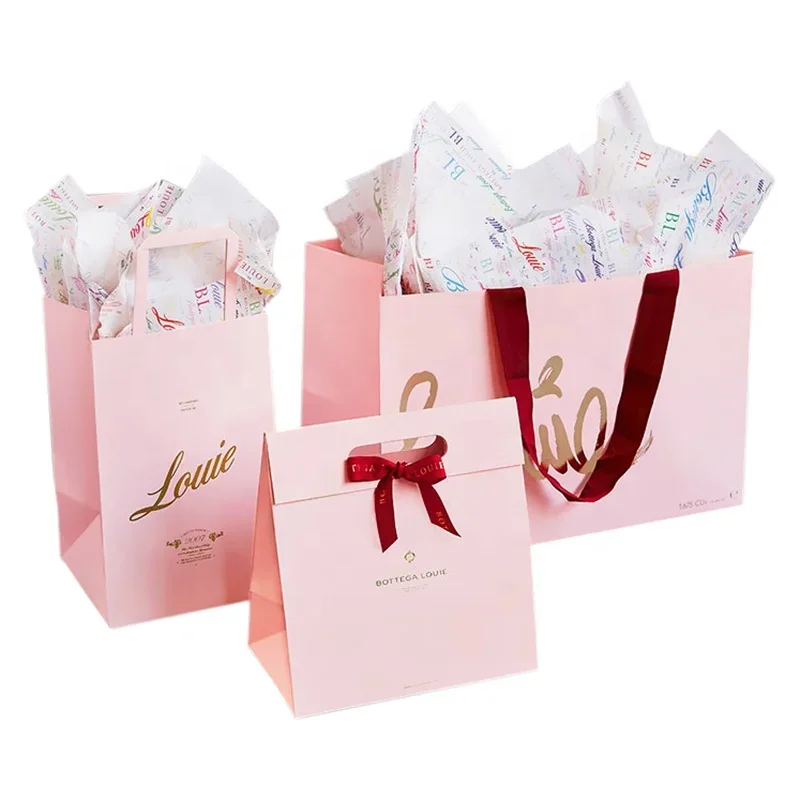 Bolsas personalizadas con impresión de logotipo, bolsa de papel de joyería de lujo, bolsas de papel de tienda de moda rosa fuerte de lujo por iDreamPackaging