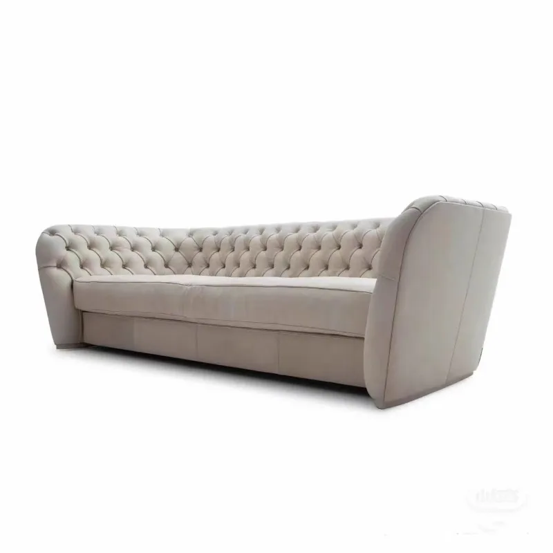 Italian light luxury modern Nordic high-end large flat-level villa clubhouse flannel matte cloth buckle straight-row sofa