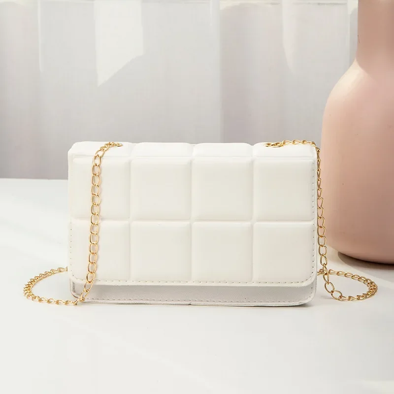 Bolso de hombro con cadena para mujer, bandolera de cuero PU de lujo con rombos, tendencia Popular, 2023