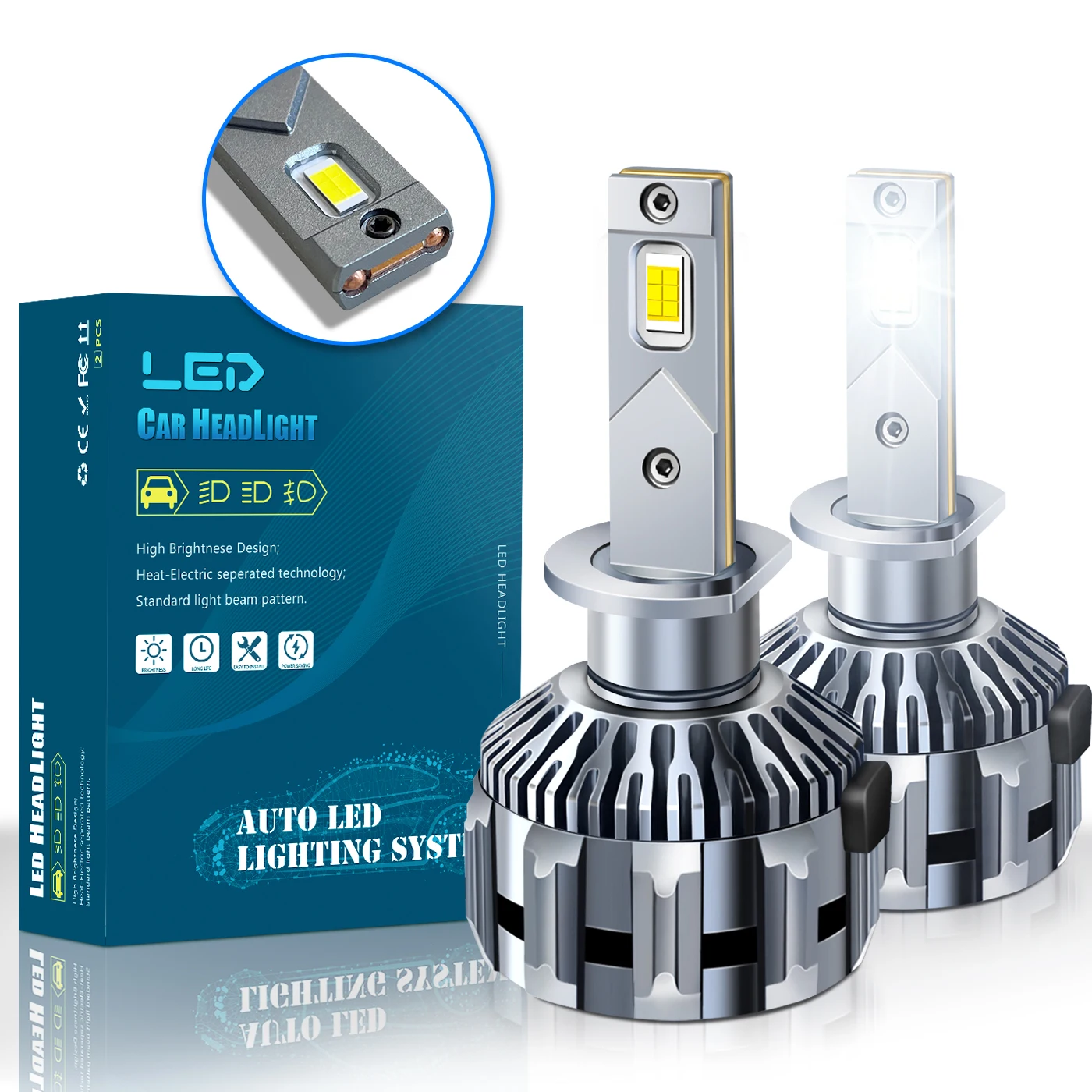 Dual Copper Pipes and Strong Decoding Capability - 12V 24V 140W 6500K LED Headlight Bulbs for Better Driving Experience