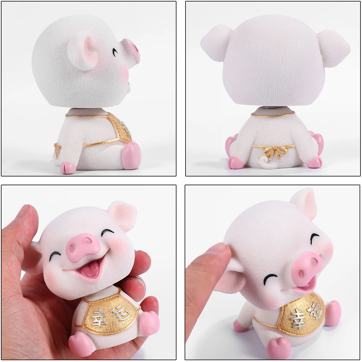 1 قطعة الكرتون يهز رئيس خنزير سيارة الداخلية ديكور صغير الراتنج صنع لوحة القيادة زخرفة للمركبة المشهد الصغير اكسسوارات الحظ #1