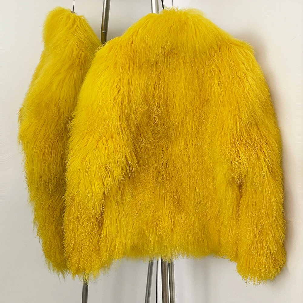 OFTBUY Natural Mongolia Sheep Fur Coat 2025 Winter Clothing Women Fashion Warm Thick Clothes Lady Elegant Real Fur Coat Female