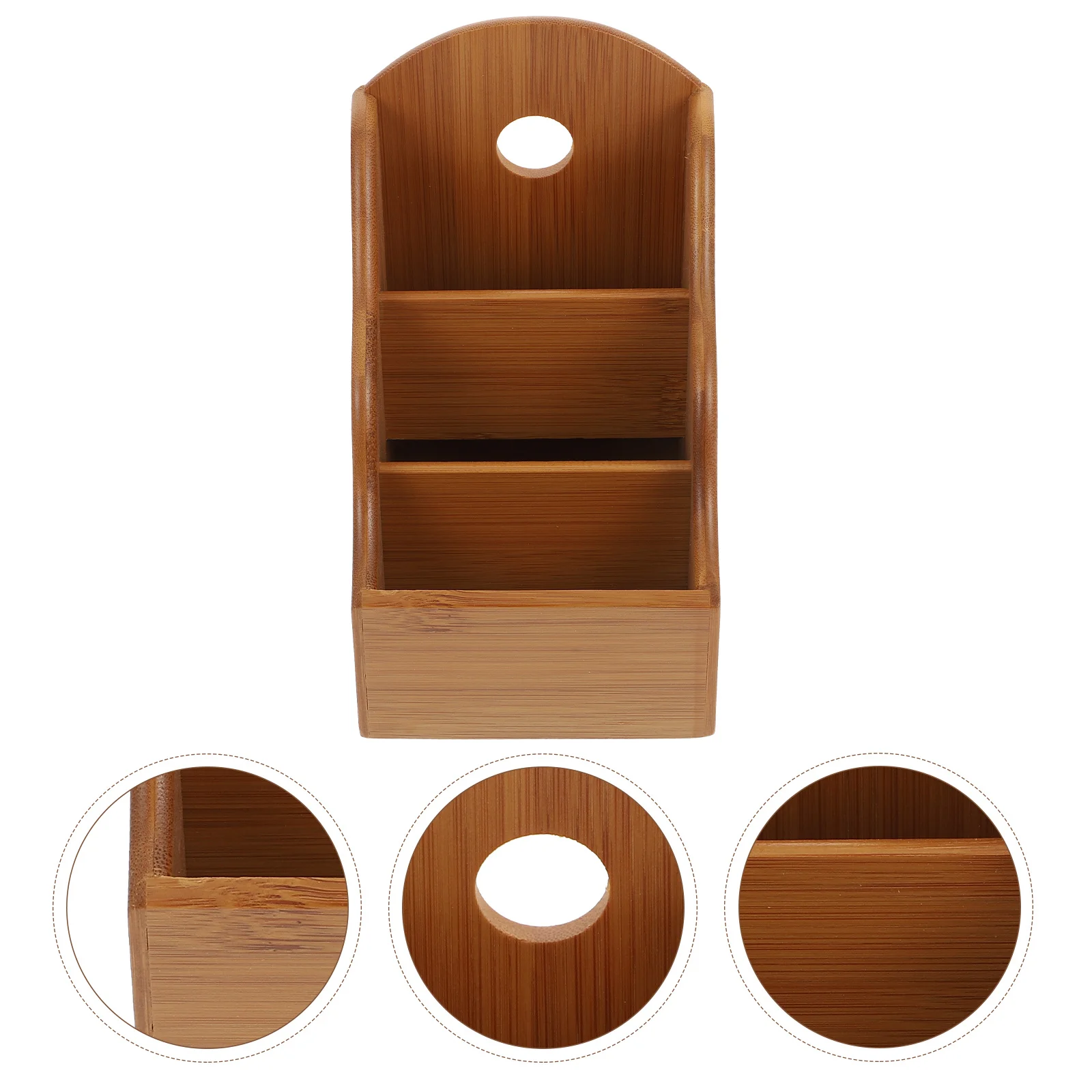 Organizador de escritorio de bambú, caja de almacenamiento de Color madera con múltiples compartimentos, soporte para controlador, caja de almacenamiento para teléfono, uso en mesa de oficina, 1 Uds.