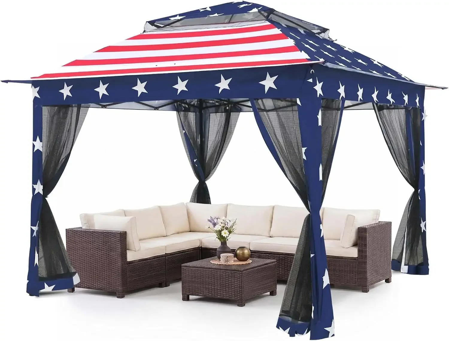 11x11 Pop Up Gazebo with Mesh Netting, Instant Outdoor Canopy Tent, Water Resistant Shelter with UPF 50+ UV Protection, 121 Sq F