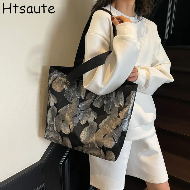 

Повседневная женская сумка-тоут с цветочным принтом, вместительная сумка для поездок на работу, дизайнерская роскошная сумка для покупок