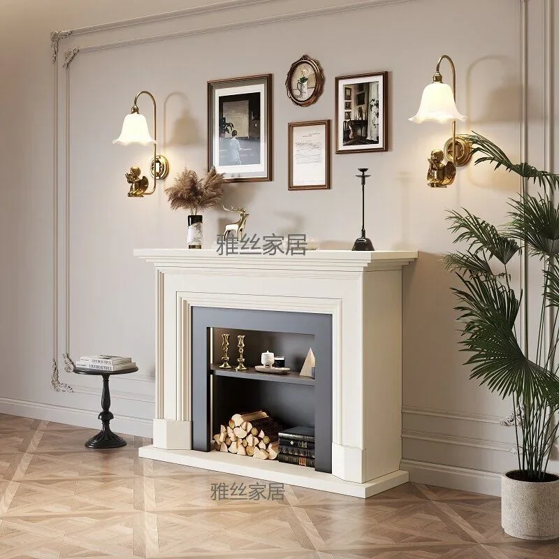 Cream wind fireplace modern simple living room decorative cabinet modern American mantel simulation idea fire fireplace