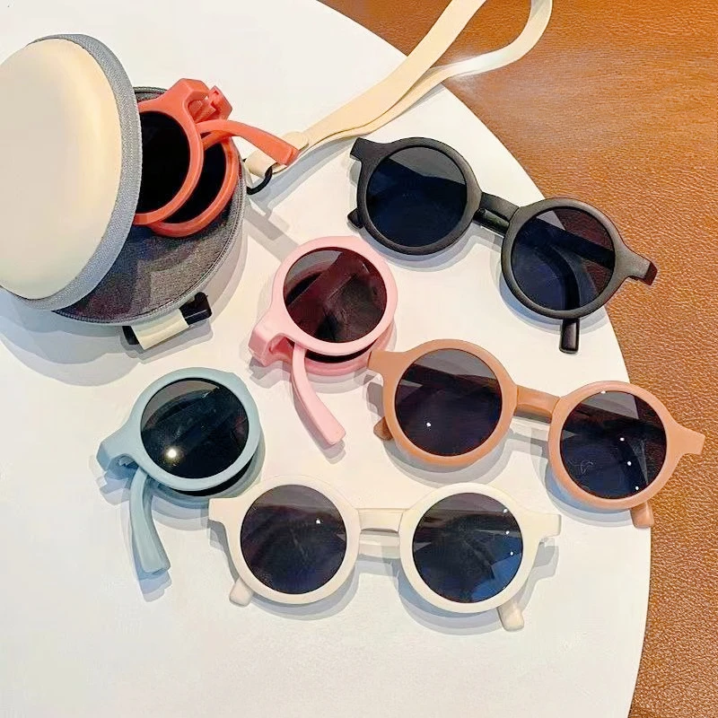 

New oldable Kids Sunglasses Girls Boys Cute Round Sun Glasses Children Street Beat Eyeglasses Baby Shades Eyewears UV Protection