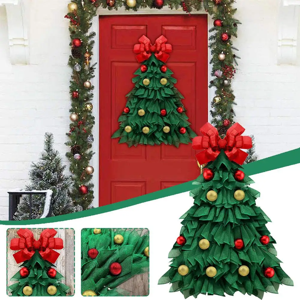 

Christmas Front Door Decoration Green Linen Christmas Christmas Door Hanging Window Wreath Garland Tree Tree Decoration Flo T1G0