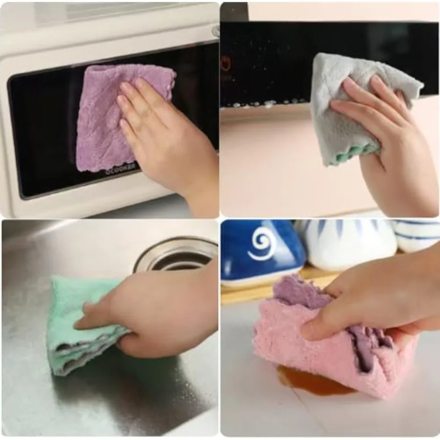 20 حزمة أطباق المطبخ الملابس مناشف الأطباق سوبر لينة وماصة المرجان الصوف القماش المرجان المخملية ستوكات تنظيف الملابس لا شيء #4