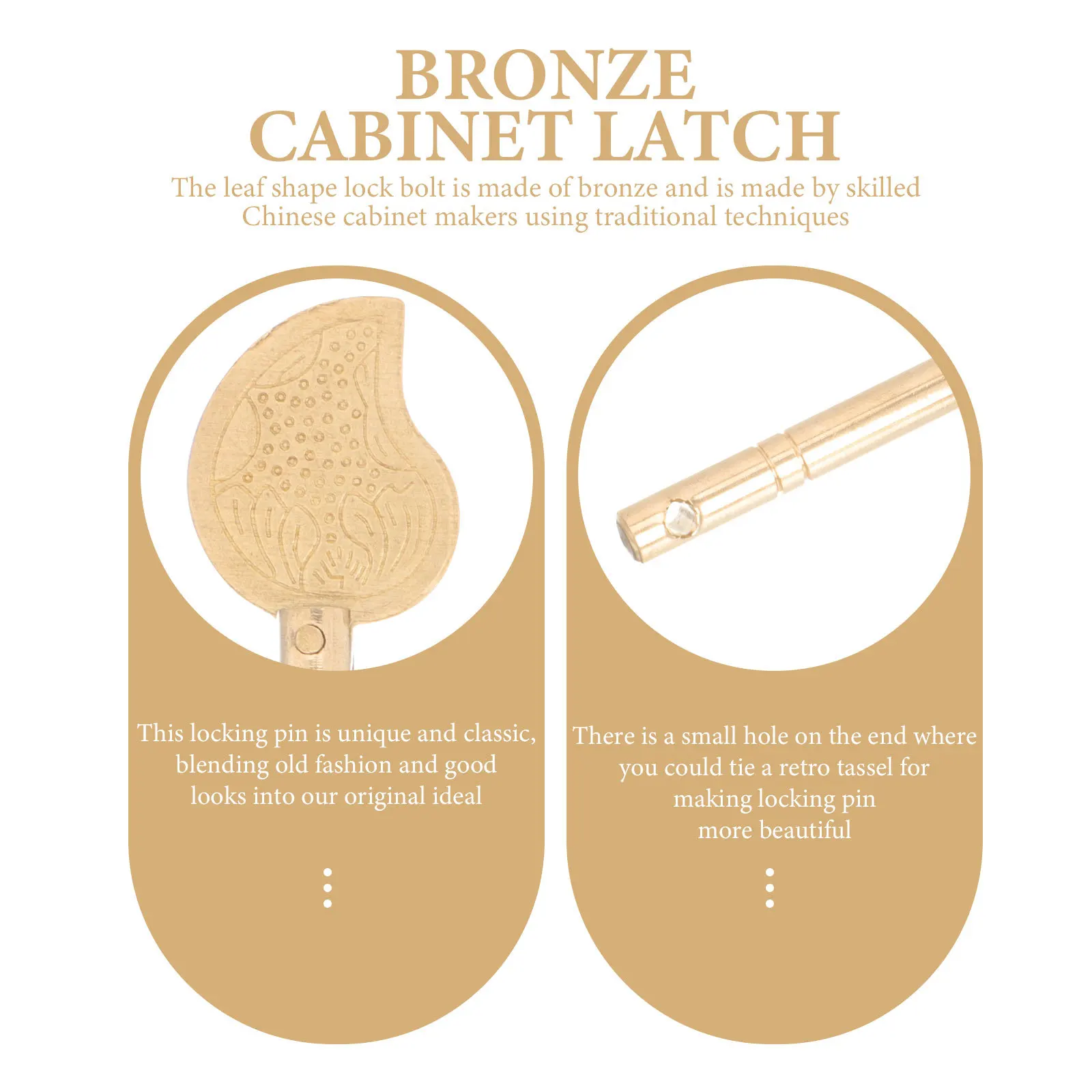 

2Pcs Retro Leaf Shape Bronze Lock Chinese Cabinet Locking Pin for Furniture Door Drawer Locking Pin