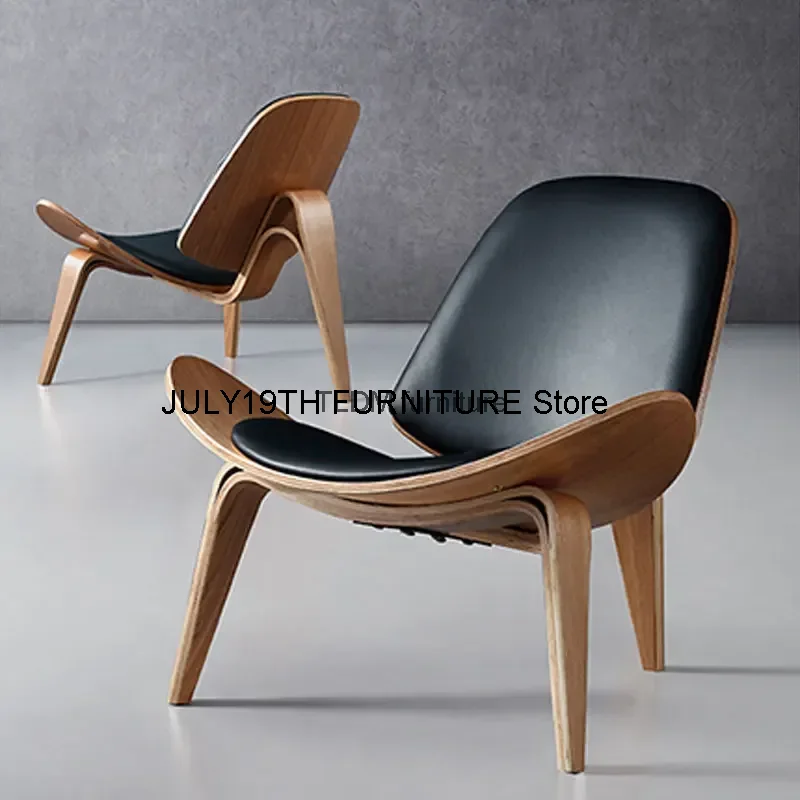 Replica Hans Wegner Style Three-Legged Shell Chair Ash Plywood Fabric Living Room Furniture Modern Lounge Shell Chair