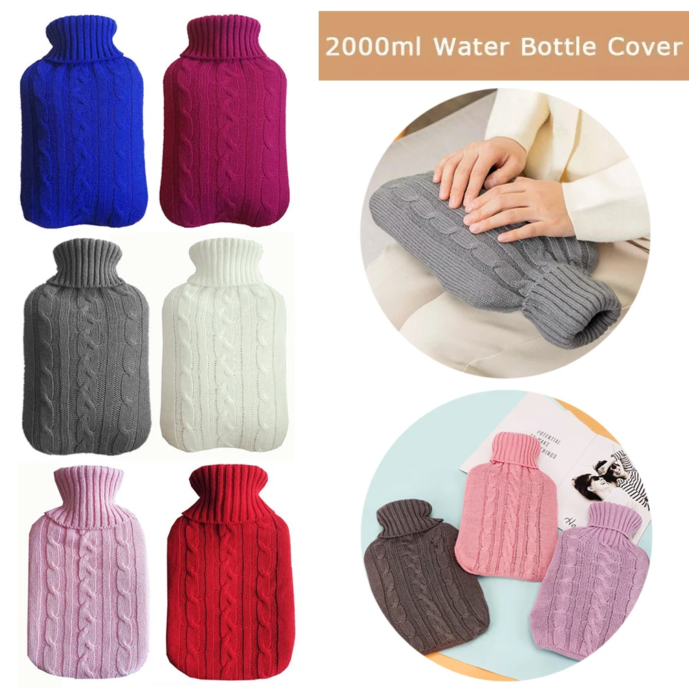 2000ml Explosion-Proof Hot Water Bottle Protective Warm Large Cover Winter Heat Preservation Soft Safe Removable Knitted Cover