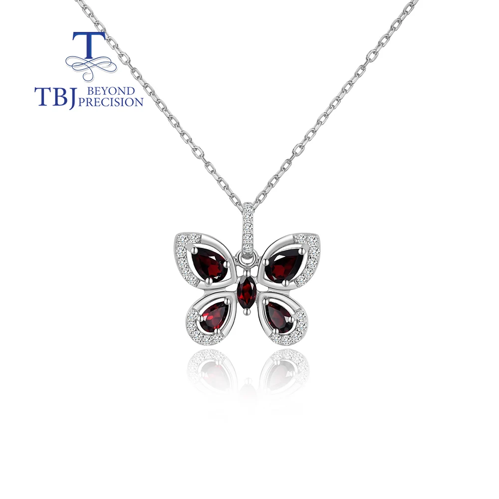 Fashion butterfly shape design Mozambique natural garnet pendant necklace new simple fine jewelry gift