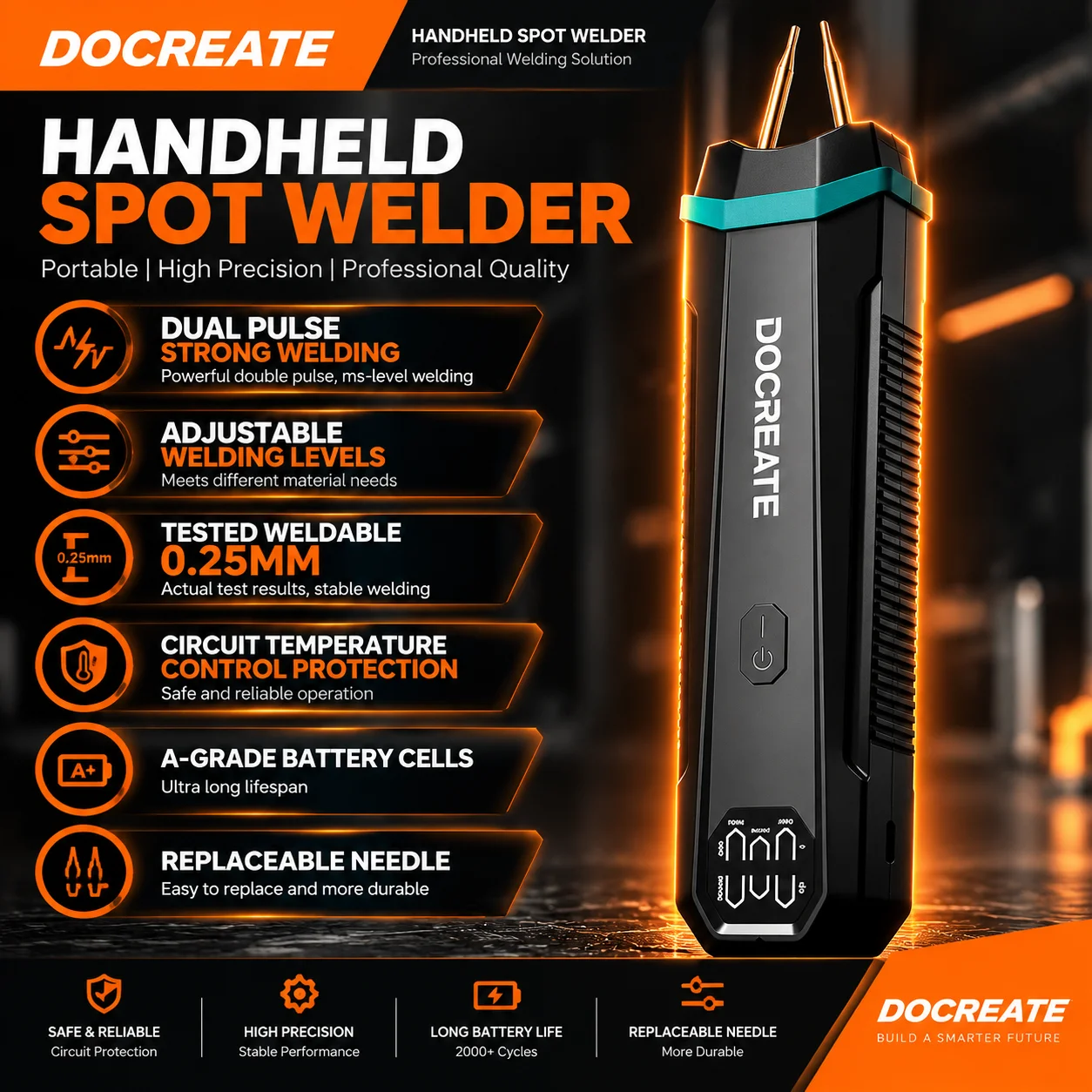 Spot Welder 18650 Battery Pack - Docreate 852 Portable Handheld Battery Spot