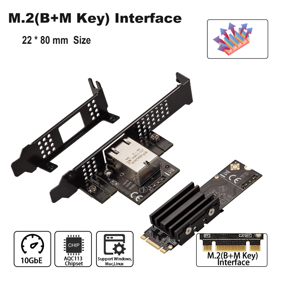 10GbE M.2 Network Card AQC113 RJ45 10G Ethernet Adapter