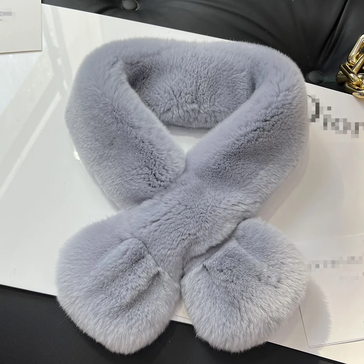 New Women Real Rex Rabbit Fur Scarf Full Pelt Neck Trim Scarf Winter Whole Pelt Collar Wraps